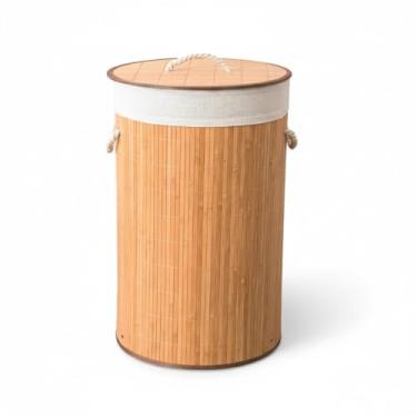 Imagem de Cesto Organizador Cesto Grande Roupas Brinquedos Bambu 70L com Forro Lavável e Alças