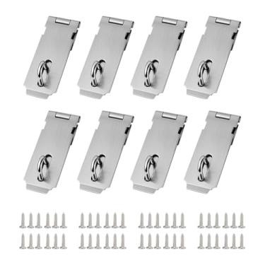 Imagem de 8 conjuntos de cadeado de aço inoxidável ferrolho de metal trava de porta de garagem trava de cadeado de galpão resistente ferrolho fecho de portão de jardim pequeno ferragens de bloqueio com 48 peças