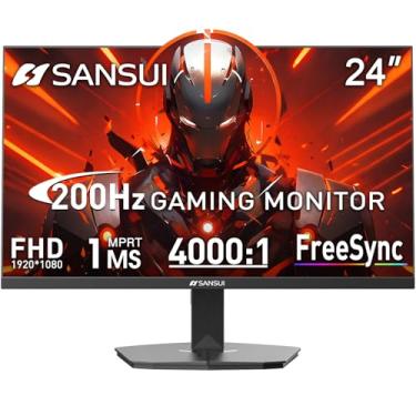 Imagem de SANSUI Monitor de jogos, monitor de computador 24 polegadas 200Hz 180Hz, FHD 1080p 1ms 110% sRGB, portas HDMI DP suporte VESA para escritório de jogos (cabo HDMI incluído ES-G24F4H)