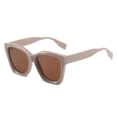 Imagem de Óculos de Sol Femininos com Lentes Gradientes UV400, Cor Chá, Tamanho Masculino, Ideais para Esportes ao Ar Livre, Corrida e Ciclismo, Cor Cáqui.