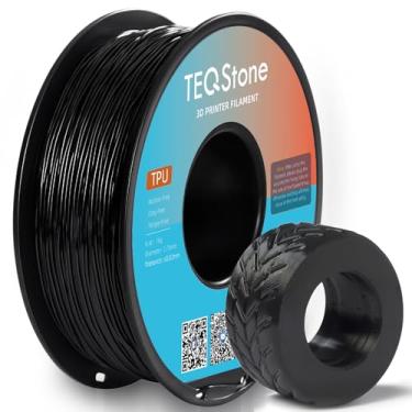 Imagem de TEQStone Filamento TPU 1,75 mm preto 1 kg carretel 95A flexível macio impressora 3D filamento precisão dimensional +/-0,03 mm embalagem a vácuo