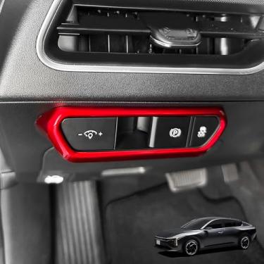 Imagem de JUIVEEL Acabamento da tampa do botão do interruptor de ajuste do farol, tampa da peça de ajuste da lâmpada frontal compatível com acessórios Kia K4 2025 (estilo vermelho brilhante)