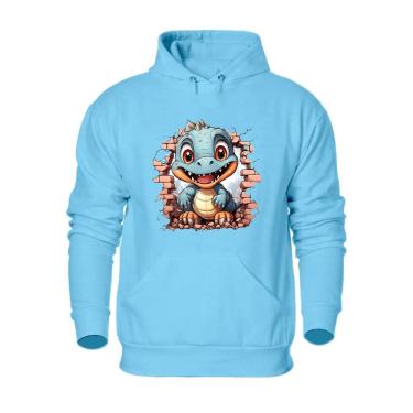 Imagem de Casaco Moletom Canguru Com Capuz Masculino Estampa Dinossauro Flanelado
