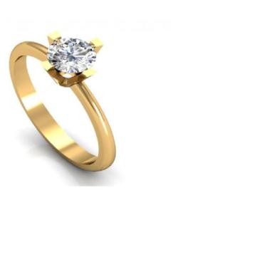 Imagem de Anel Solitário Banhado a Ouro 18K com Pedra de Zircônia  Luxo e Elegân