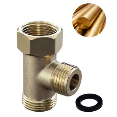 Imagem de Adaptador T feito de latão compatível com bidê LUXE, válvula T de latão para (7/20.3 cm x 7/20.3 cm x 1/5.1 cm), acessório de bidê de conector T de 3 vias para vaso sanitário
