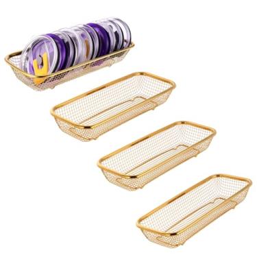 Imagem de Pacote com 4 organizadores de tampa de copo de aço inoxidável dentro do armário, suporte de tampa de pote de pedreiro, cesta retangular para armazenamento de talheres, pauzinhos, canudos e utensílios