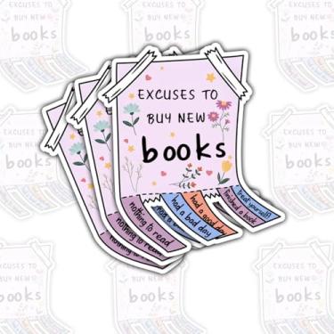 Imagem de 3 peças de adesivos Excuses to Buy New Books, adesivos para amantes de livros, adesivo de motivação, decalque de inspiração para laptop, garrafa de água, carro, telefone, janela, Kindle, caderno, 3