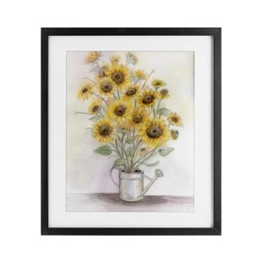 Imagem de Stupell Industries Girassóis em regador impressão emoldurada preta sob vidro, design de Patti Bishop, 40 x 33