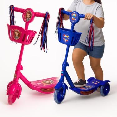 Imagem de Patinete Infantil 3 Rodas com Luz Led Som Cestinha Menina Menino Equilíbrio e Segurança (Patinete Rosa)