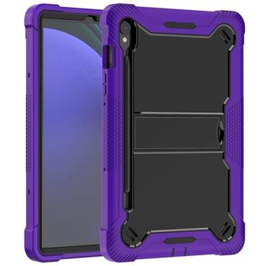 Imagem de Capa para tablet Samsung Galaxy Tab S10 Lite de 10,9 polegadas – Capa protetora de silicone à prova de choque com suporte, estilo comercial resistente a quedas (roxo + preto)