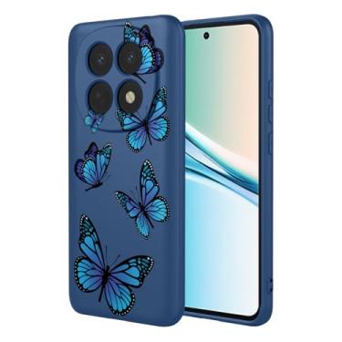 Imagem de HTXWXJC Capa de telefone para Redmi Note 15, à prova de choque, flexível, amortecedor, TPU, capas macias, padrão borboleta, capa para celular para Xiaomi Redmi Note 15 5G, borboleta azul