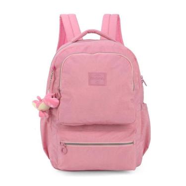 Imagem de Mochila Feminina Notebook Tecido Crinkle Chaveiro Pelúcia