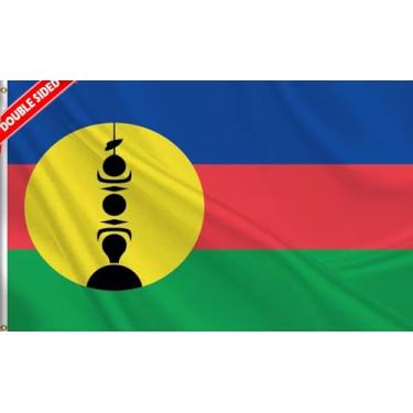 Imagem de HVATLTL Bandeira de barco da Nova Caledônia de 30 x 45 cm, nylon 220D resistente, cores vivas, bandeiras náuticas da Nova Caledônia com 2 argolas de latão para barco, quadriciclo, caminhão