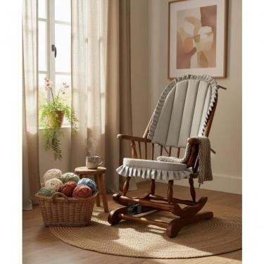 Imagem de Cadeira De Balanço Linus Cinza 1,18/40 X 64 X 50 - Madeira Maciça - Móveis De Gramado - Castanho