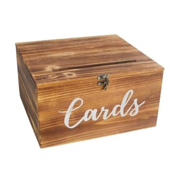 Imagem de Fancyes Organizador de Porta-Cartões de Casamento, Estojo Elegante em Madeira para Decoração, Cofrinho Versátil com Compartimento para Decoração de Mesa de, Marrom