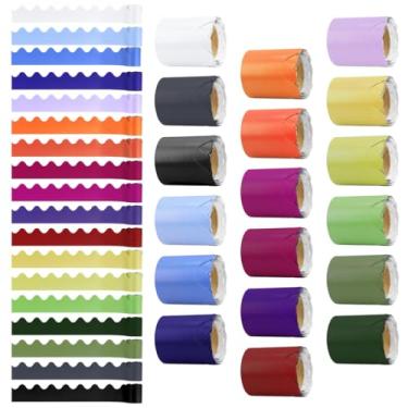 Imagem de 18 cores em placas de papel de cobre para decoração de casa, sala de aula e escritório: 18 rolos resistentes adornam boletim, 18 peças e bordas coloridas
