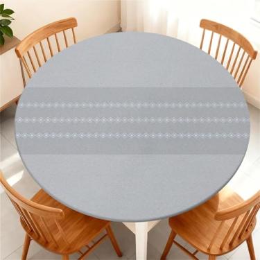 Imagem de Yesad Toalha de mesa redonda com borda elástica para mesa redonda de até 155 a 165 cm, capa de mesa impermeável para acampamento, interior, exterior, férias, verão, diamante cinza