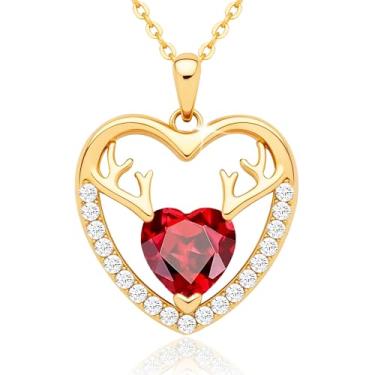 Imagem de Colar de chifre de veado de Natal para mulheres – Pingente de rena banhado a ouro 18 k prata esterlina S925, joia fina presente para sua mãe, esposa, filha, namorada, senhora, presente para