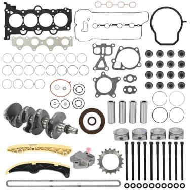 Imagem de NTLTPYY Kit de reconstrução de revisão do motor para 2012-2019 Kia Rio/Soul 1.6L & Hyundai Veloster/Accent 1.6L - Inclui pistões, juntas, corrente de distribuição, cambota, rolamentos - OE 23110-2B610