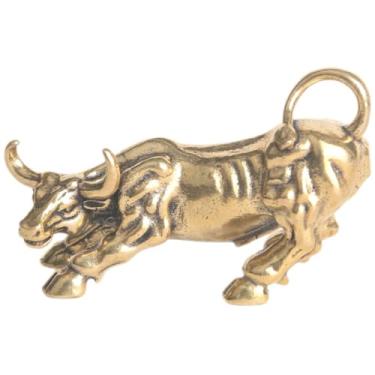 Imagem de Hemobllo Estátua de boi de latão vintage decoração retrô estatueta de gado para escritório em casa, riqueza, touro, decoração de mesa, figura do zodíaco chinês, exclusivo para amantes de vacas