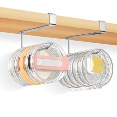 Imagem de Pacote com 2 organizadores de tampa de copo, suporte de tampa sob o armário para caneca isolada Yeti/caneca isolada Stanley/tampa de caneca simples e moderna, sem colagem, sem perfuração, até 10