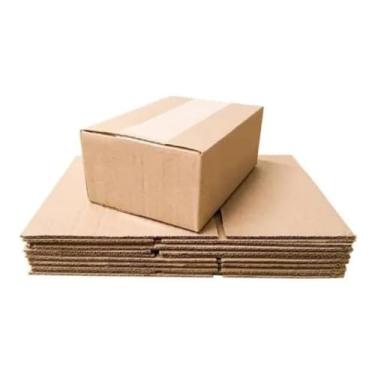Imagem de Della Papelaria Caixas de Papelão Triplex, Marrom, 21x11x14 cm, Reforçado para Envio e Mudança, Pacote com 5 Unidades