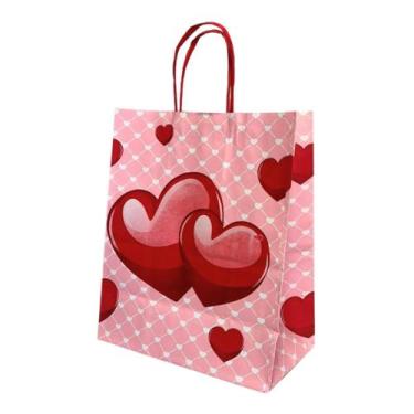 Imagem de Kit 10 Sacola Para Presente Amor Papel Kraft 17,5X8,5X21,5Cm - Db