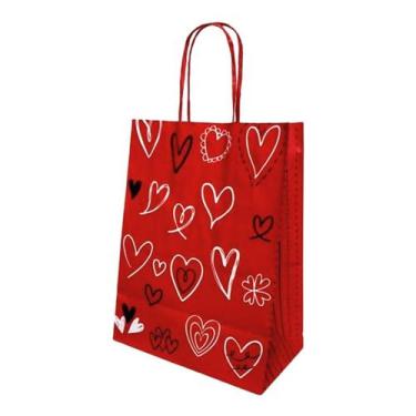 Imagem de Kit 10 Sacola Para Presente Amor Papel Kraft 17,5X8,5X21,5Cm - Db