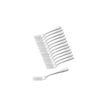 Imagem de Conjunto de Talheres Premium, 12 Garfos de Mesa em Aço Inox, 20cm, Acabamento Polido de Alto Brilho, Design Anatômico para Casa e Restaurante