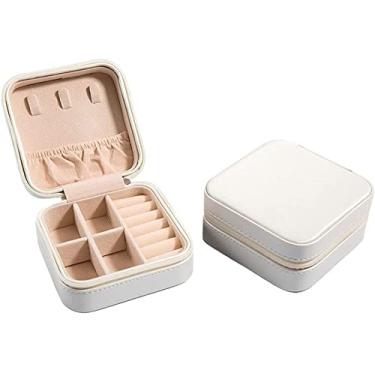 Imagem de Caixa de joias, caixa de joias pequena, caixa de armazenamento de joias de alta qualidade, anel, brinco, colar, caixa de presente de joias portátil simples organizador de joias