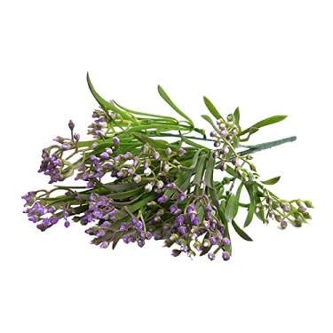 Imagem de Yalych Buquê artificial flor falsa plástico pequena flor e grama simulação planta planta verde decorações de casamento para recepção flores artificiais (cor: cáqui, tamanho: tamanho único)