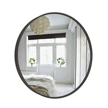 Imagem de Espelho de maquiagem moldura preta espelho redondo espelho de banheiro pendurado na parede espelho de banheiro espelho redondo para pendurar na parede (cor: preto tamanho: 70 cm)