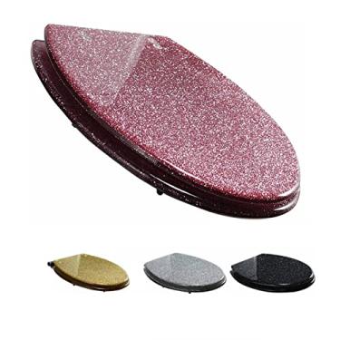 Imagem de Assento de vaso sanitário macio fechado assento de vaso sanitário dourado, assento de vaso sanitário de resina, assento de vaso sanitário alongado assento de vaso sanitário com glitter de fechamento