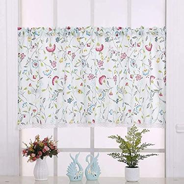 Imagem de Cortinas de cozinha Café Pastorale Art Scheibengardine Bistrô Gardine Cortina curta infantil com padrão de desenho animado cortina decorativa, D, L 120 × A 40 cm (47 × 15 pol.)