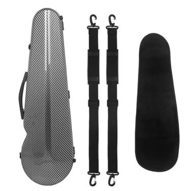 Imagem de Estojo Para Violino 4/4, Fibra De Carbono, Colorido, Com Higrômetro, Ajustável, Alça De Ombro Dupla, Peças Para Violino Estojo para instrumento de violino(Black)
