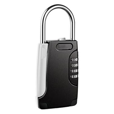 Imagem de Caixa de bloqueio de armazenamento de chaves, cofre de armazenamento de chaves, fixada na parede, interior, exterior, cadeado à prova d'água de 4 dígitos, porta-chaves de segurança (cor: preto)