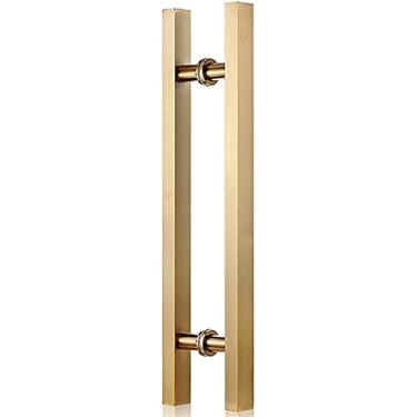 Imagem de STXYANGV Puxador de porta de vidro, d aço inoxidável quadrado tubo T bar puxadores de porta, maçaneta de porta de chuveiro porta deslizante maçaneta de porta de celeiro de madeira