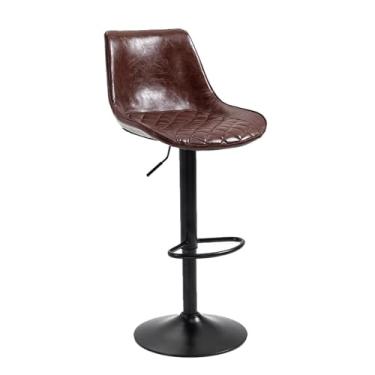 Imagem de YPDJVLTI Banqueta de bar elevatória banqueta ajustável de ferro forjado com encosto e apoio para os pés cadeira de bar giratória cadeira de jantar moderna banco alto bonito