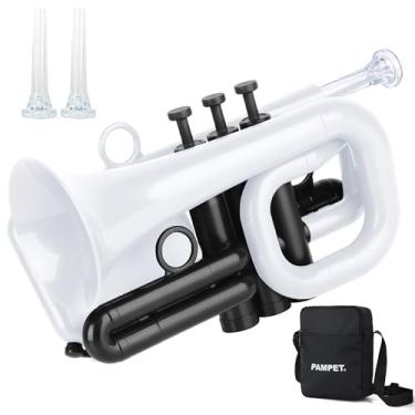 Imagem de PAMPET DOLPHIN Trompete de Bolso Plástico Bb Trompete Padrão para Estudante Iniciante Bb Trompetes Instrumento (Branco)