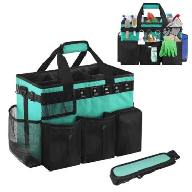 Imagem de Boczif Bolsa de limpeza usável, organizador de suprimentos de limpeza com alça, alças de ombro e divisória destacável, bolsa organizadora de ferramentas de limpeza para limpadores e empregadas