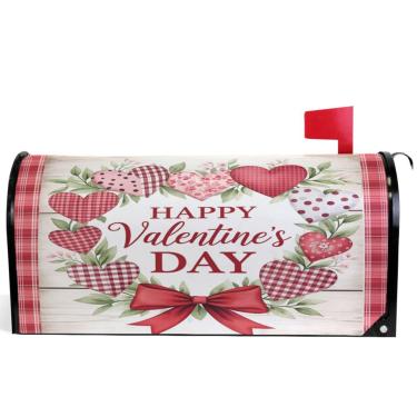 Imagem de Pfrewn Capa de caixa de correio magnética tamanho padrão 53 x 45 cm grinalda de coração de madeira com letras para decoração de casamento no jardim