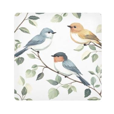 Imagem de SEHANY Saco de maquiagem de pano autoadesivo colorido flores primavera pássaro mágico protetor portátil para lente de câmera envoltório cosmético, bolsa de maquiagem aberta para mulheres, itens