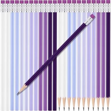 Imagem de Weekgrat 24 lápis redondos HB lindos lápis a granel para escola grafite lápis de cor de madeira com borracha para desenhar, esboçar, casamento, escola, material de professor, recompensa de estudante