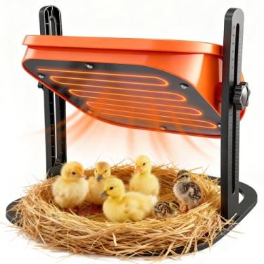 Imagem de SAKERNEO Chocadeira de pintinho, placa de chocadeira para pintinhos com altura ajustável e exibição de temperatura, placa de aquecimento de chocadeira com controle de temperatura de 50 W para 15