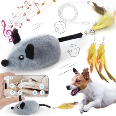 Imagem de Brinquedos interativos para cães com aplicativo de telefone, brinquedo para cães de controle remoto de 2 modos, brinquedo de mouse para cachorro com som realista e caudas de substituição, brinquedo