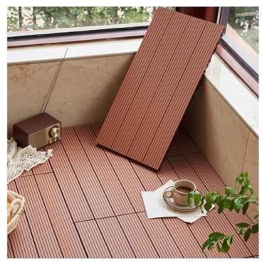 Imagem de SPXMQSS Azulejos para decks, azulejos de piso compostos, azulejos de convés interligados para exterior interior pátio jardim varanda terraço fácil de instalar 30 x 60 x 2,3 cm E 24 peças