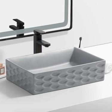 Imagem de Cuba Deend De Cerâmica Rettangolo Luna Grigio Para Banheiro 55x36x14 c