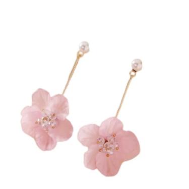 Imagem de Brincos de gota de flores delicados para mulheres, brincos de casamento para noivas, brincos de pérola, casamento, praia, férias, joias, presentes, One Size, Acrílico, Sem pedra preciosa