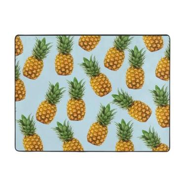 Imagem de ZERAOKE Tapete de área de abacaxi 48 x 63 polegadas, lavável na máquina com suporte antiderrapante, tapetes macios para sala de estar, quarto, entrada, quarto de crianças, decoração de casa