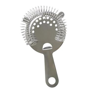 Imagem de Coador de Gelo Strainer para Coqueteleira, Aço Inox, 15cm x 8cm, 4 Apoios, Controle de Fluxo